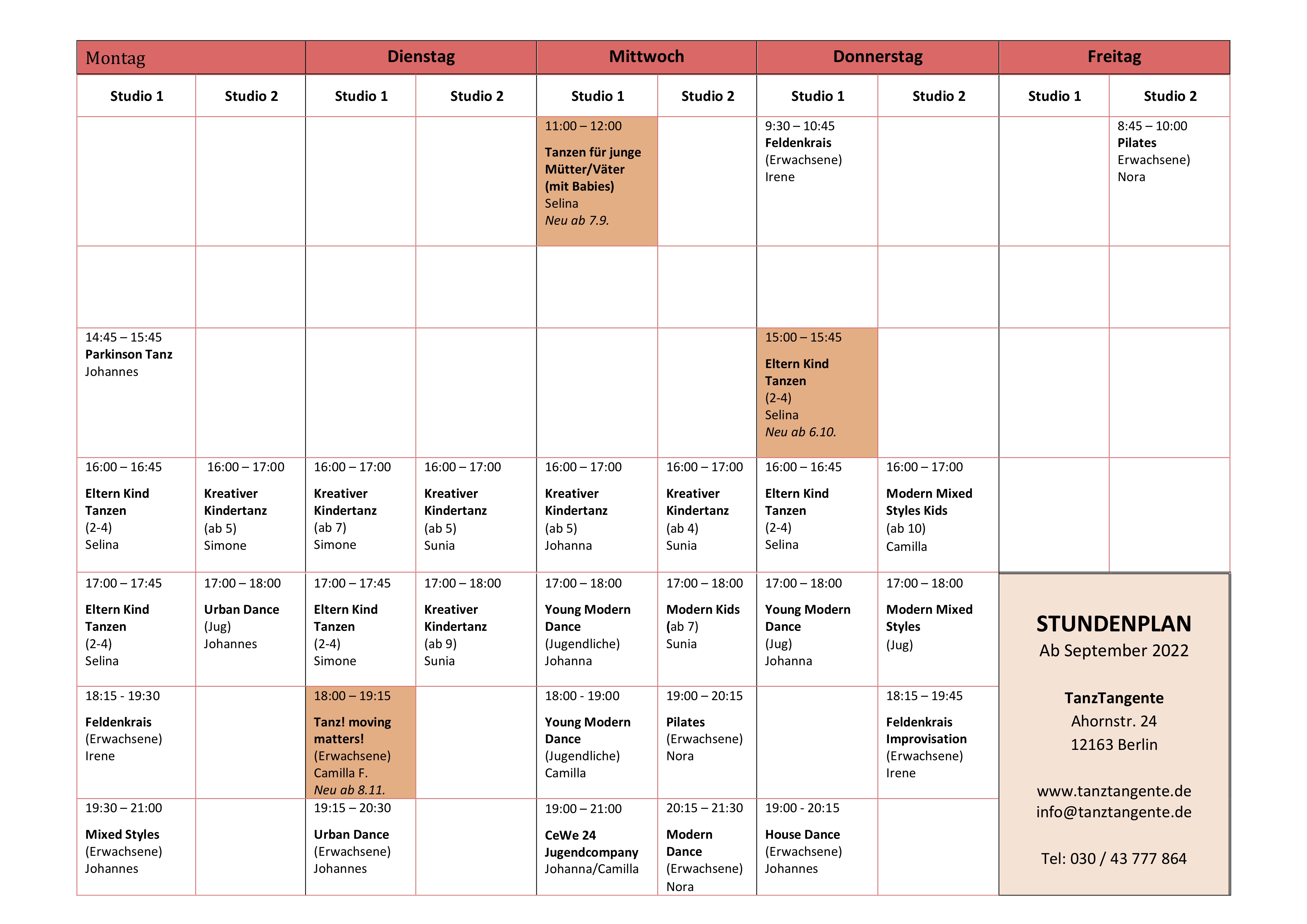 You are currently viewing SCHEDULE TANZTANGENTE