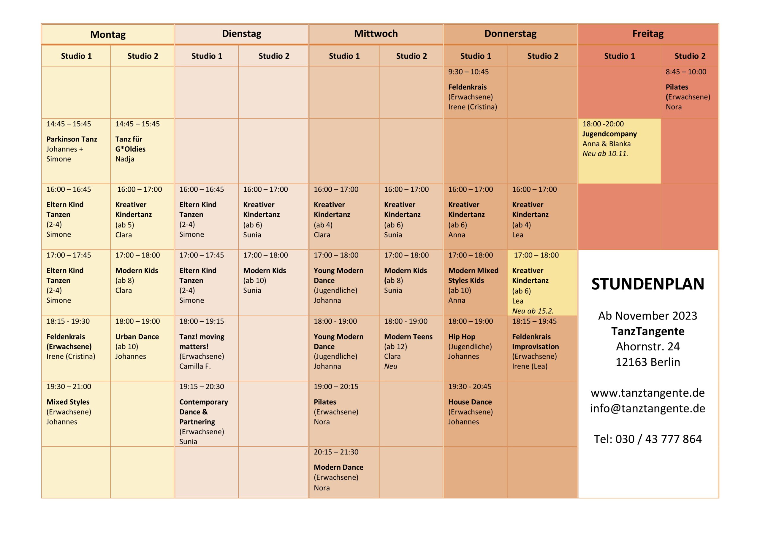 Read more about the article STUNDENPLAN TANZTANGENTE