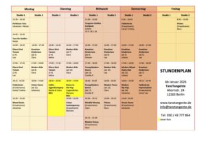 Mehr über den Artikel erfahren STUNDENPLAN TANZTANGENTE