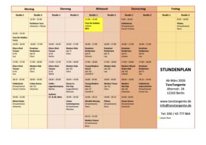 Mehr über den Artikel erfahren STUNDENPLAN TANZTANGENTE