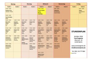 Mehr über den Artikel erfahren STUNDENPLAN TANZTANGENTE