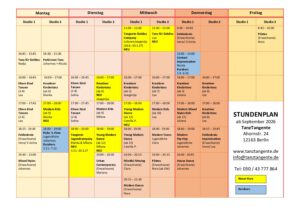 Mehr über den Artikel erfahren STUNDENPLAN TANZTANGENTE