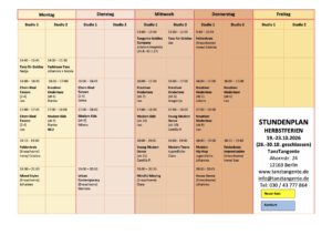 Mehr über den Artikel erfahren HERBSTFERIEN STUNDENPLAN