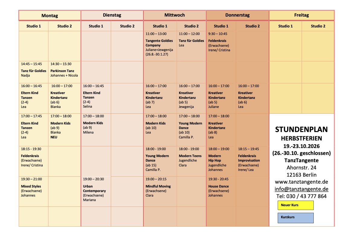 Mehr über den Artikel erfahren HERBSTFERIEN STUNDENPLAN